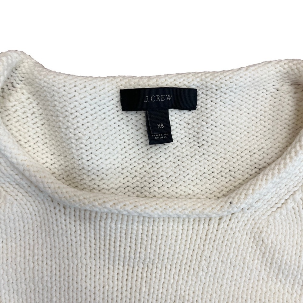 J Crew Rollneck Pullover Sweater Navy Blue White Stripe XS Coastal Nautical - Picture 2 of 5
